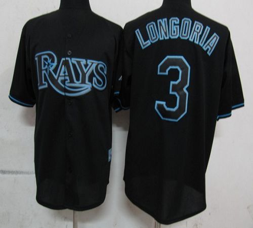 Rays #3 Evan Longoria Black Fashion Stitched MLB Jersey - Click Image to Close